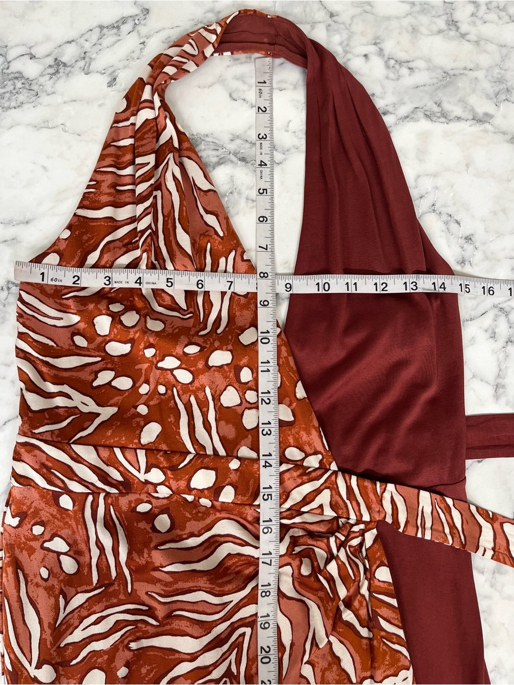 DVF DIANE VON FURSTENBERG chase dress in caramel/chestnut wrap maxi halter 2 - Picture 10 of 15